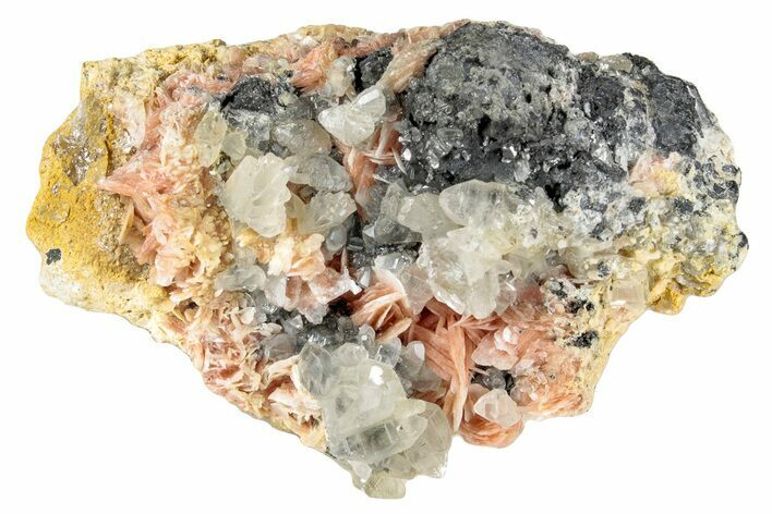 Cerussite Crystals with Bladed Barite on Galena - Morocco #259040